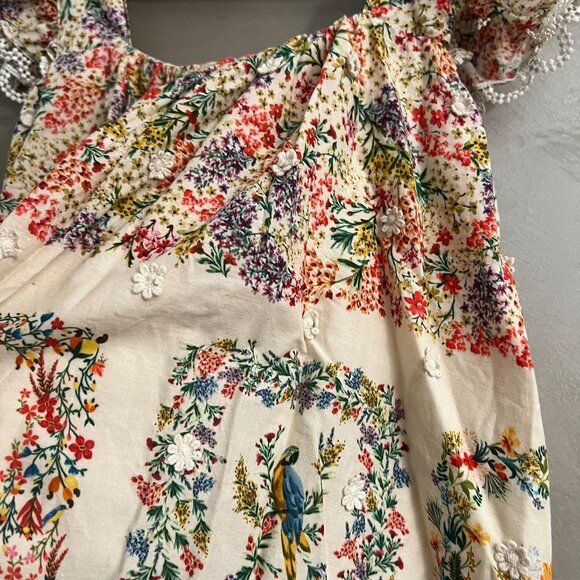 Farm Rio Delicate Forest Scarves Square Neck Embroidered Blouse - Picture 6 of 8